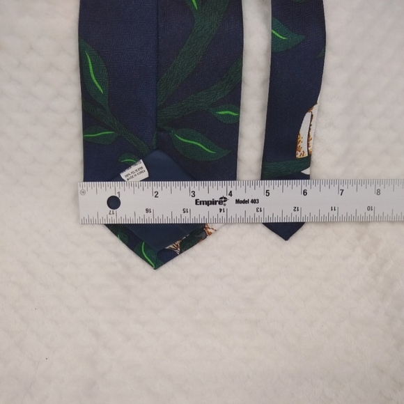 Men's Handmade Necktie by Renaissance Blue with Tropical Birds - Picture 8 of 8
